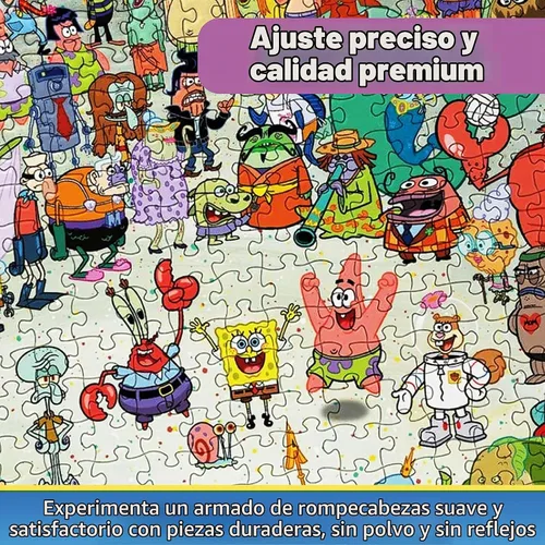 Vista 3 de AQUARIUS Rompecabezas de Bob Esponja (rompecabezas de 1000 piezas) – Mercancía y coleccionables de Bob Esponja con licencia oficial, sin reflejos