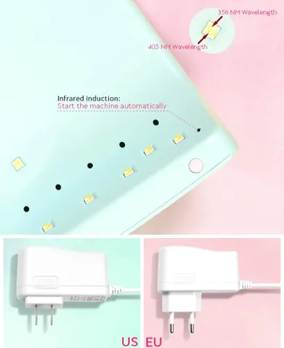 Vista 6 de KADS Lámpara de uñas LED UV de 48 W, secador de luz UV, secado profesional, mini luz LED de esmalte de uñas, lámpara de curado, manicura de gel Verde