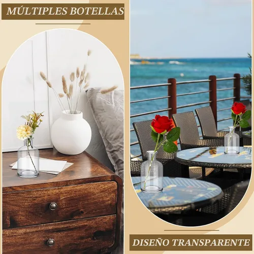 Vista 6 de Lallisa 54 piezas 8 centímetros Jarrones pequeños de vidrio en brote a granel, jarrones mini de flores para centros de mesa, botellas de vidrio