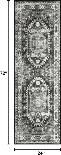 Vista 2 de FairOnly Alfombra bohemia lavable de 2 x 6 pies, estilo vintage, envejecida, tribal, antideslizante, no desprende pelusa, suave, plegable, alfombra