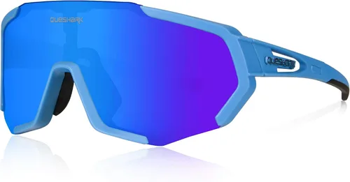 Vista 15 de Queshark - Gafas de ciclismo, lentes de sol deportivos para hombres y mujeres, 1 lente polarizada 2 HD, lentes de sol polarizados para ciclismo