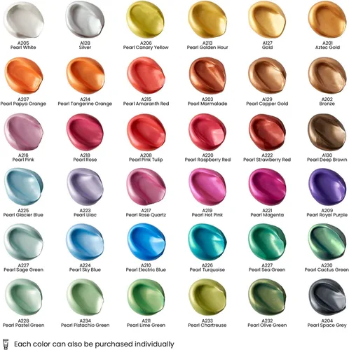 Vista 2 de ARTEZA Juego de pintura acrílica metálica de 36 colores, tubos de 0.74 onzas, pinturas de artistas no tóxicas para pintores aficionados, suministros