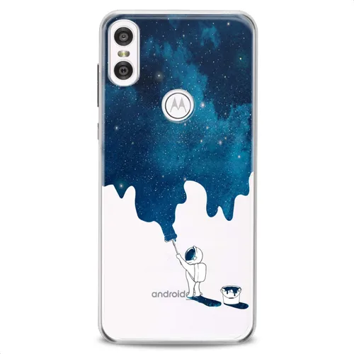 Vista 10 de Funda de TPU compatible con Motorola G9 G8 Plus G7 E20 P40 Z4 Edge 20 G22 Stylus Galaxy suave colorido patrón abstracto púrpura estrellas claro gato