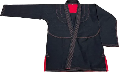 Vista 4 de Bjj Gi Jiu Jitsu con puntada roja Bjj Gi Jiu Jitsu Kimonos Gi 100% algodón Perl Weave 450GSM