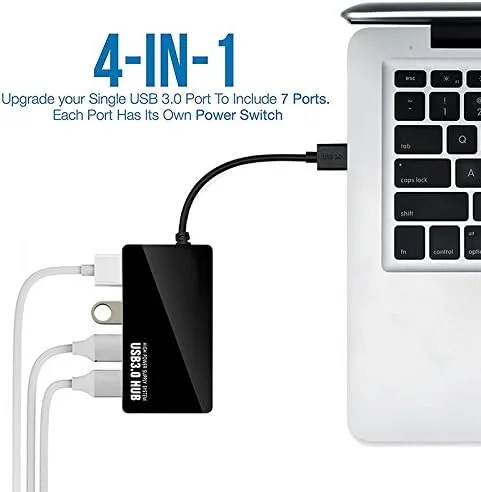 Vista 6 de Divisor de expansión compacto delgado de alta velocidad con 4 puertos USB 3.0, negro