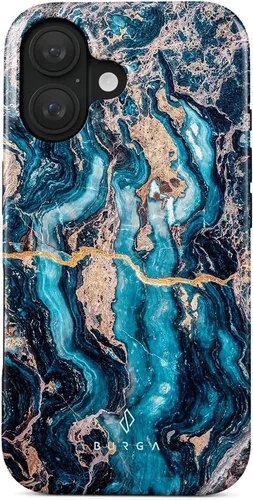 Vista 12 de BURGA-Funda p/teléfono compatible c/iPhone 14 Plus, carcasa rígida híbrida de 2 capas + Funda protectora de silicona, almendras latte a lunares