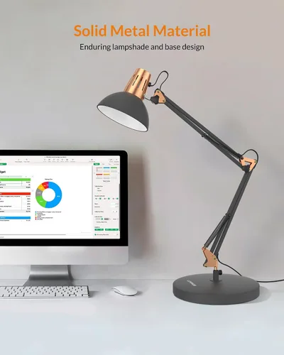 Vista 3 de LEPOWER Lámpara de escritorio de metal, ajustable de cuello de ganso lámpara de mesa de arquitecto con interruptor de encendido/apagado, lámpara