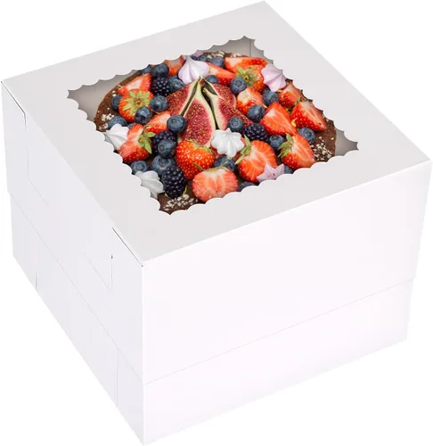 Vista 9 de Moretoes - Cajas altas para tartas de 10 x 10 x 8 pulgadas con ventana, 10 cajas para pastel