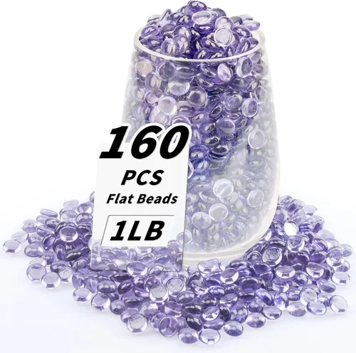 Vista 10 de Cuentas de vidrio plano transparente de 1 libra, 160-180 piezas de canicas de vidrio pequeñas, mini guijarros redondos planos para relleno