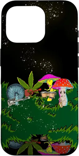 Vista 20 de Jamming Mushrooms Weed - Carcasa para iPhone 17, diseño psicodélico de cannabis 420