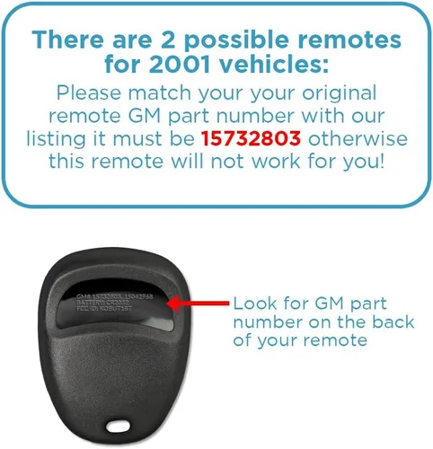 Vista 4 de Keyless2Go Reemplazo para vehículos clave de coche de entrada sin llave que utilizan 3 botones 15732803 KOBUT1BT