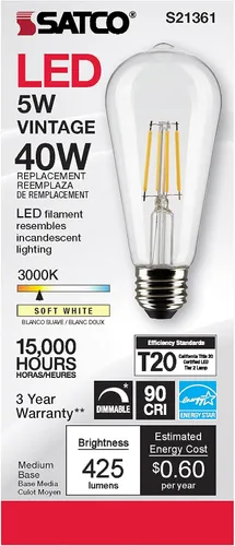 Vista 2 de Satco S21361 5ST19/CL/LED/930/E26-Paquete de 6
