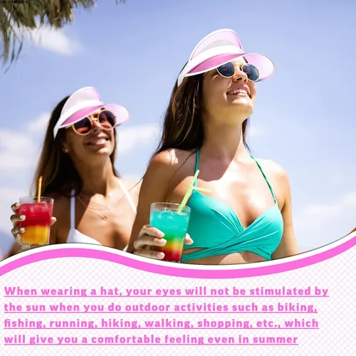 Vista 7 de Jeyiour 12 piezas de visera transparente de PVC, visera de protección UV, visera de póquer, visera transparente para playa, golf, visera turística