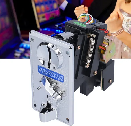 Vista 4 de Zyyini Aceptor, aceptador de máquina expendedora de juegos, selector de múltiples aceptadores de CPU programable para juego (gris plateado)