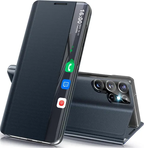 Vista 61 de Funda de teléfono para Samsung Galaxy A16 5G, Clear View Window Funda delgada de lujo para teléfono Galaxy A16 con soporte, funda protectora