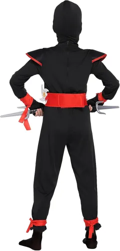 Vista 5 de ThinkMax Disfraz de ninja para niños fiesta de disfraces de Halloween con accesorios de espuma ninja