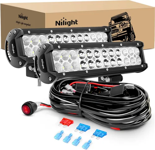 Vista 11 de Nilight, barra de luz LED de 12 pulgadas, 72 W, combo de luz concentrada y proyectante, soporte de montaje para barra horizontal, abrazadera de tubo