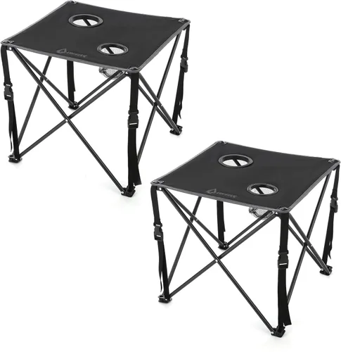 Vista 8 de ARROWHEAD OUTDOOR Mesa plegable portátil de 26 pulgadas (26.0 in), 2 portavasos, cuadrado, funda de transporte, marco de acero, lona 600D de alto