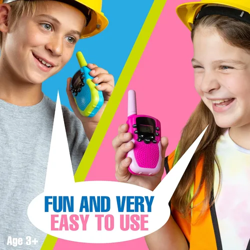Vista 2 de Walkie Talkies de 22 canales para niños, alcance de 3 millas Paquete de 2 para niños y niñas
