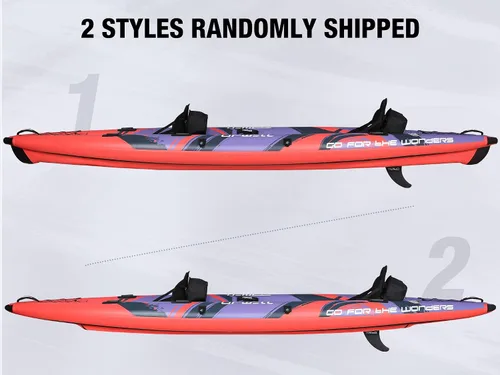 Vista 5 de UPWELL Kayak inflable de 11 pies/14 pies 6 pulgadas con piso de punto de caída y accesorios, incluyendo asiento de kayak con cojín grueso, paleta