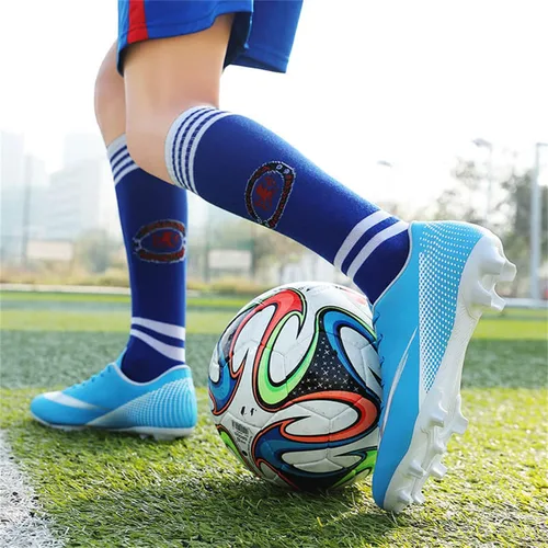 Vista 5 de Zapatos de fútbol unisex competitivos para hombres y mujeres, para interiores y exteriores, botas de fútbol atlético, césped, equipo Mundial, tacos