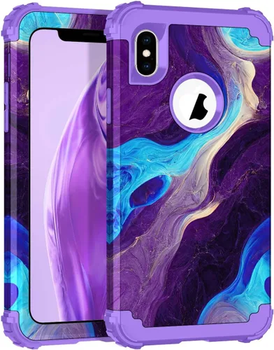 Vista 140 de Hocase Funda para iPhone SE 2022/2020, resistente a prueba de golpes, de plástico duro+goma de silicona, funda protectora híbrida para iPhone SE