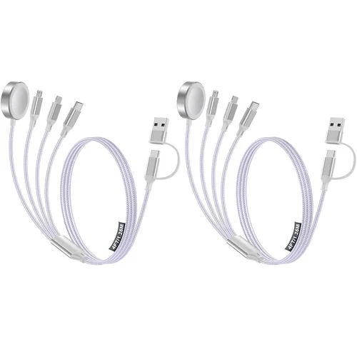 Vista 20 de Cable de carga múltiple para cargador de Apple Watch/cargador de iPhone, cable tipo C para iWatch Ultra/10-2/iPhone 17-11/Samsung S25-S20 1-negro