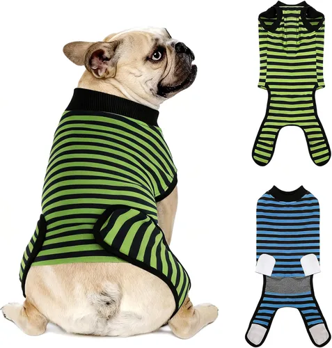 Vista 26 de Paquete de 2 unidades de algodón transpirable para perros de recuperación para después de esterilizar heridas abdominales, protectores profesionales