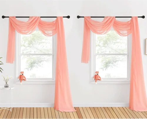 Vista 18 de NICETOWN Cenefa decorativa larga para ventana, cenefa de bufanda de boda, cortina de gasa para sala de estar, dormitorio, ceremonia