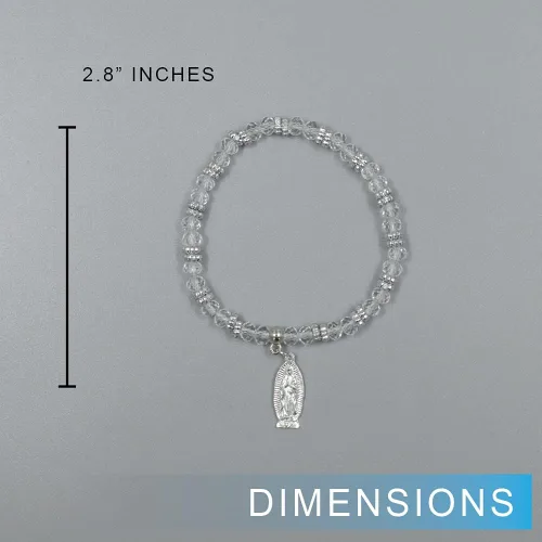Vista 3 de MTT Pulsera de Rosario de Guadalupe de cristal de plata con bolsas de organza, recuerdo de bautizo, recuerdo de bautizo, quinceañera, baby shower