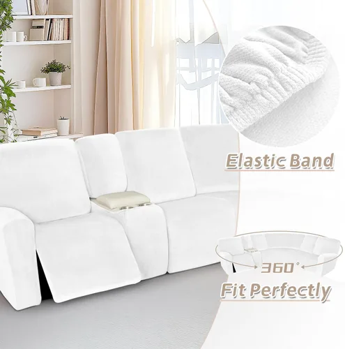 Vista 450 de Arfntevss Fundas de sofá seccional reclinable de terciopelo, Funda de sofá seccional de esquina para sofá reclinable, Funda elástica suave