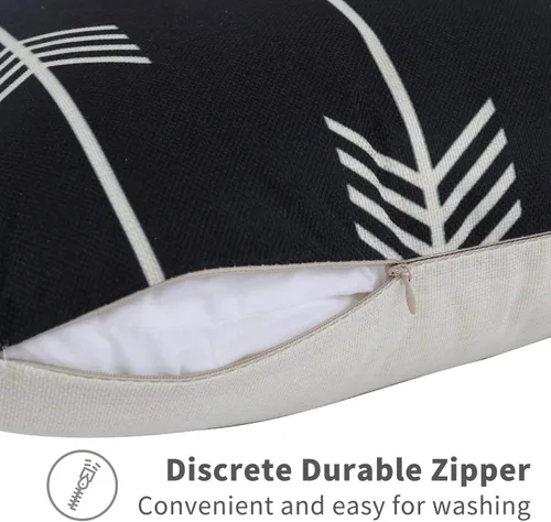 Vista 4 de Tosewever Juego de 4 fundas de almohada decorativas geométricas de 16 x 16 pulgadas, funda de cojín cuadrada de lino con patrón moderno para sofá