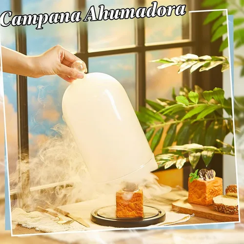 Vista 6 de Uiifan 2 piezas de accesorios para pistola de fumar, cúpula de cristal, infusor de cóctel con base de madera para bebidas de whisky, 9.84 x 5.91