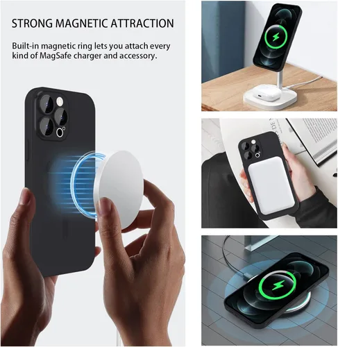 Vista 2 de ankofave Funda magnética para iPhone 12 Pro Max para mujer, a prueba de golpes, diseño metálico de lujo mate con protector completo de lente