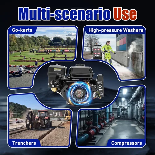 Vista 9 de Motor de gasolina de 212cc y 7.5HP, motor de 4 tiempos para Go Kart con arranque eléctrico, motor de gasolina con refrigeración por aire forzado
