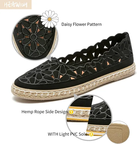 Vista 3 de HEAWISH Zapatos de vestir con punta redonda para mujer, estilo bailarina, estilo casual