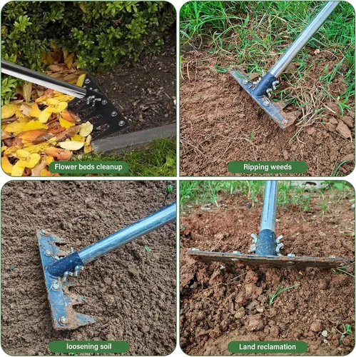 Vista 6 de Herramienta de rastrillo de deshierbe, extractor de malezas de jardín con mango largo desmontable, herramienta de eliminación de malezas manual