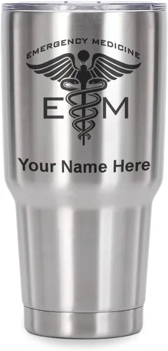 Vista 24 de LaserGram Vaso aislado al vacío de 20 onzas, medicina de emergencia, grabado personalizado incluido (gris) Engraved Gift for Doctors, Vacuum