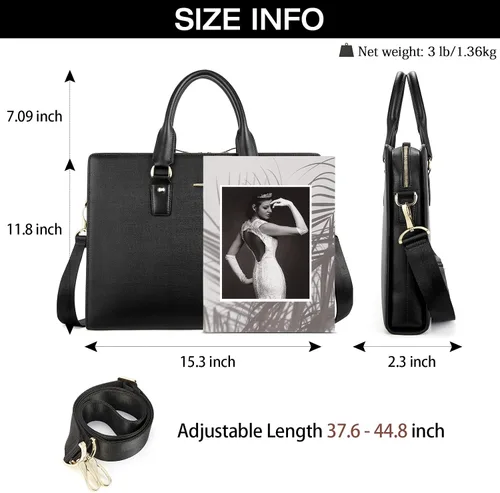 Vista 4 de BOSTANTEN Maletín de Cuero para Abogados Portátil de Negocios Bolsas Delgadas para Hombres y Mujeres