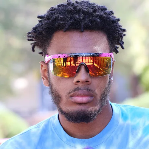 Vista 7 de Flawless Eyewear - Gafas de seguridad parcialmente sin marco, estilo retro, mica con reflejo de arco iris, gafas de sol, patas en zigzag