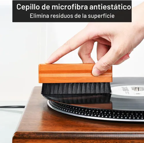 Vista 3 de OPULA Kit completo de limpieza de discos de vinilo 7 en 1, solución limpiadora de discos de vinilo, cepillo de terciopelo, cepillo de microfibra