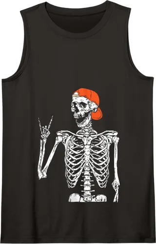 Vista 13 de Rocker - Disfraz de esqueleto de mano con diseño de rock, divertido regalo de Halloween, Negro, S