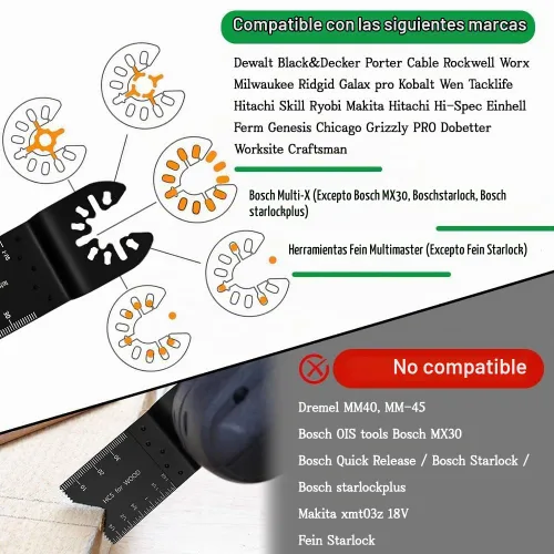 Vista 4 de SupKing 24 hojas de sierra oscilantes, kits de cuchillas multiherramientas profesionales de titanio para metal y madera, cuchillas multiherramienta