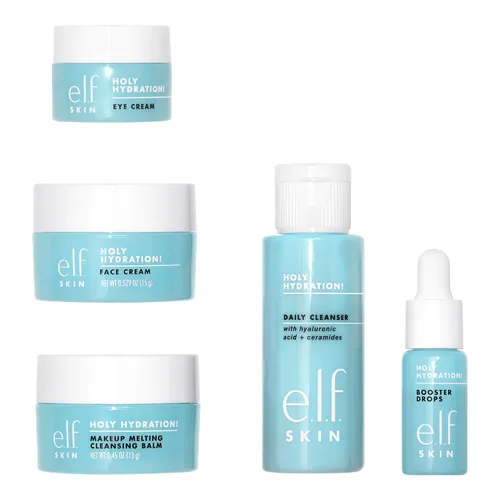 Vista 3 de e.l.f. SKIN Holy Hydration! Hydrated Ever After - Mini kit de cuidado de la piel, limpiador, desmaquillante, crema hidratante y crema de ojos