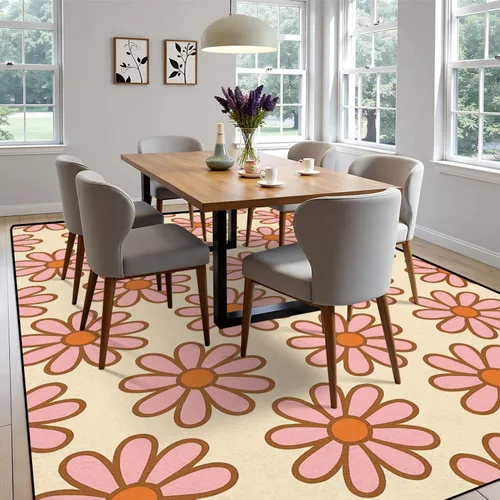 Vista 7 de 70 s Retro Seamless 60s 70s Aesthetic Style Area Rug Outdoor Patio Rug Play Mat Modern Floor Carpet Non-Slip Home Decor Living Room Kids Bedroom