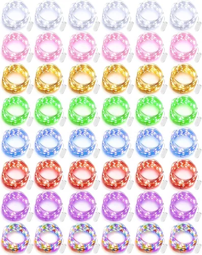 Vista 6 de Riakrum 25 luces LED de 10 pies con 30 luces LED a granel, color blanco cálido, impermeable, pequeñas luces LED parpadeantes para tarro estrellado