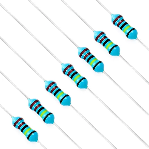 Vista 60 de Chanzon 100 piezas 1 Ω ohm Resistencia 1/4 W (0.25 W) Resistencia fija de película metálica 0.01 ±1% Tolerancia 1R MF Resistencias de agujero
