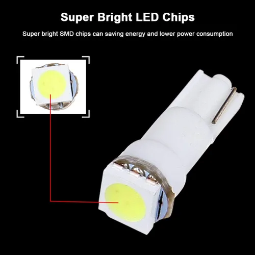 Vista 4 de cciyu 20 unidades Xenon blanco auto T5 cuña 17 37 70 5050 1SMD conjunto de paneles LED, lámpara Dash, focos con tomas torcidas.