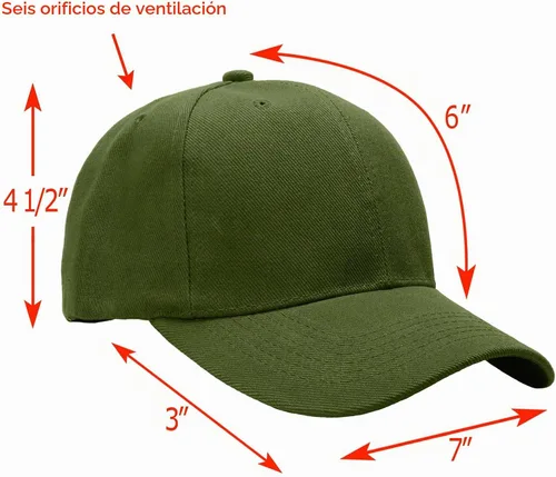 Vista 2 de Falari - 12 unidades de gorras de béisbol, lisas y de tamaño ajustable, venta al por mayor Verde militar
