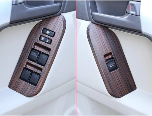 Vista 3 de Left Drive - Marco de botón de elevación de ventana de coche ABS de grano de pino para Land Cruiser Prado FJ150 150 2014-2018
